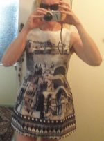 Šaty s potiskem_ šedobílé Šaty s potiskem_ šedobílé