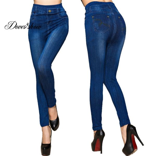 CZK 121.85 25%OFF | Fashion Slim Women Leggings Faux Denim Jeans Leggings Sexy Pocket Printing Summer Leggings Casual Pencil Pants Women Clothing