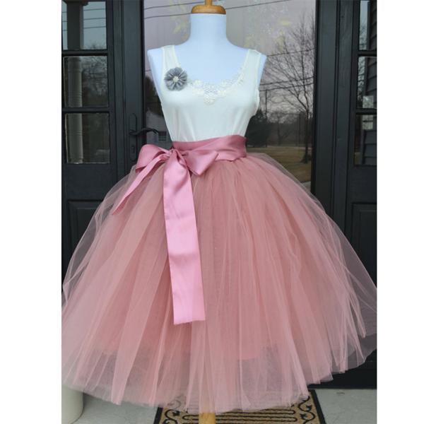 CZK 233.63 65%OFF | 6Layers 65cm Fashion Tulle Skirt Pleated Tutu Skirts Womens Lolita Petticoat Bridesmaids Vintage Midi Skirt Jupe Saias faldas