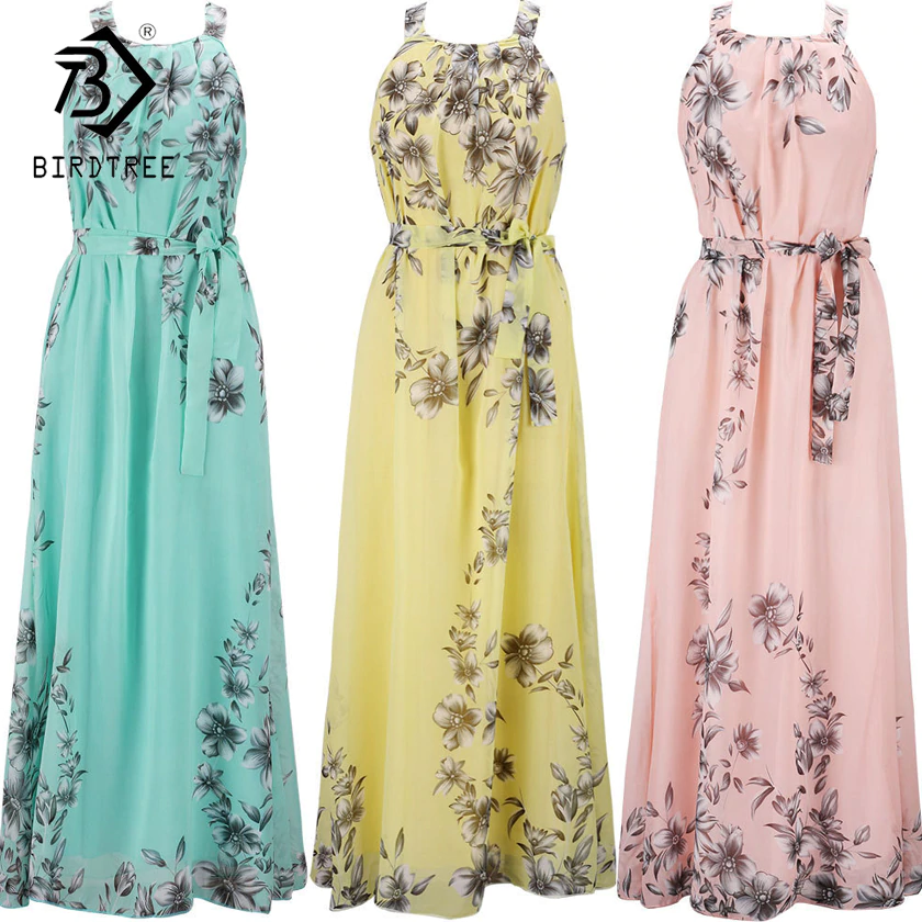 US $11.24 25% OFF|Plus Size S 6XL 2018 Summer New Women's Long Dresses Beach Floral Print Boho Maxi Dress With Sashes Women Clothing D86001L-in Dresses from Women's Clothing on Aliexpress.com | Alibaba Group