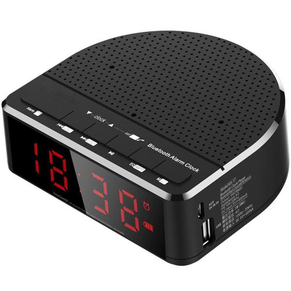 US $11.36 16%OFF | Digital Alarm Clock Radio with Bluetooth Speaker,Red Digit Display with 2 Dimmer,FM radio, USB Port Bedside led Alarm Clock.