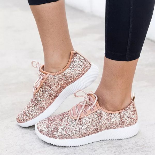 US $2.19 50%OFF | SHUJIN Spring Vulcanized Shoes Women Glitter Sneakers Bling White Sneakers Lace-up Sparkly Shoes For Women Casual Shoes Tenis