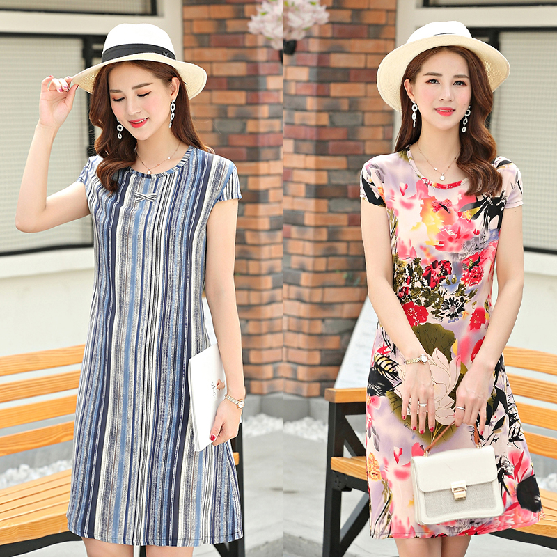 US $7.04 50% OFF|2019 women dress O neck Short Regular Natural Cotton Summer Ladies Short sleeved Printed Slim Belt Ukraine Maxi Dresses size 6XL-in Dresses from Women's Clothing on Aliexpress.com | Alibaba Group