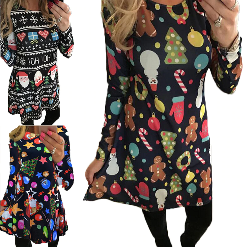 2018 Autumn Women Christmas Dress 5XL Plus Size New Year Festival Large Size Long Sleeve Tree Casual vintage Winter Dress Ladies-in Dresses from Women's Clothing & Accessories on Aliexpress.com | Alibaba Group