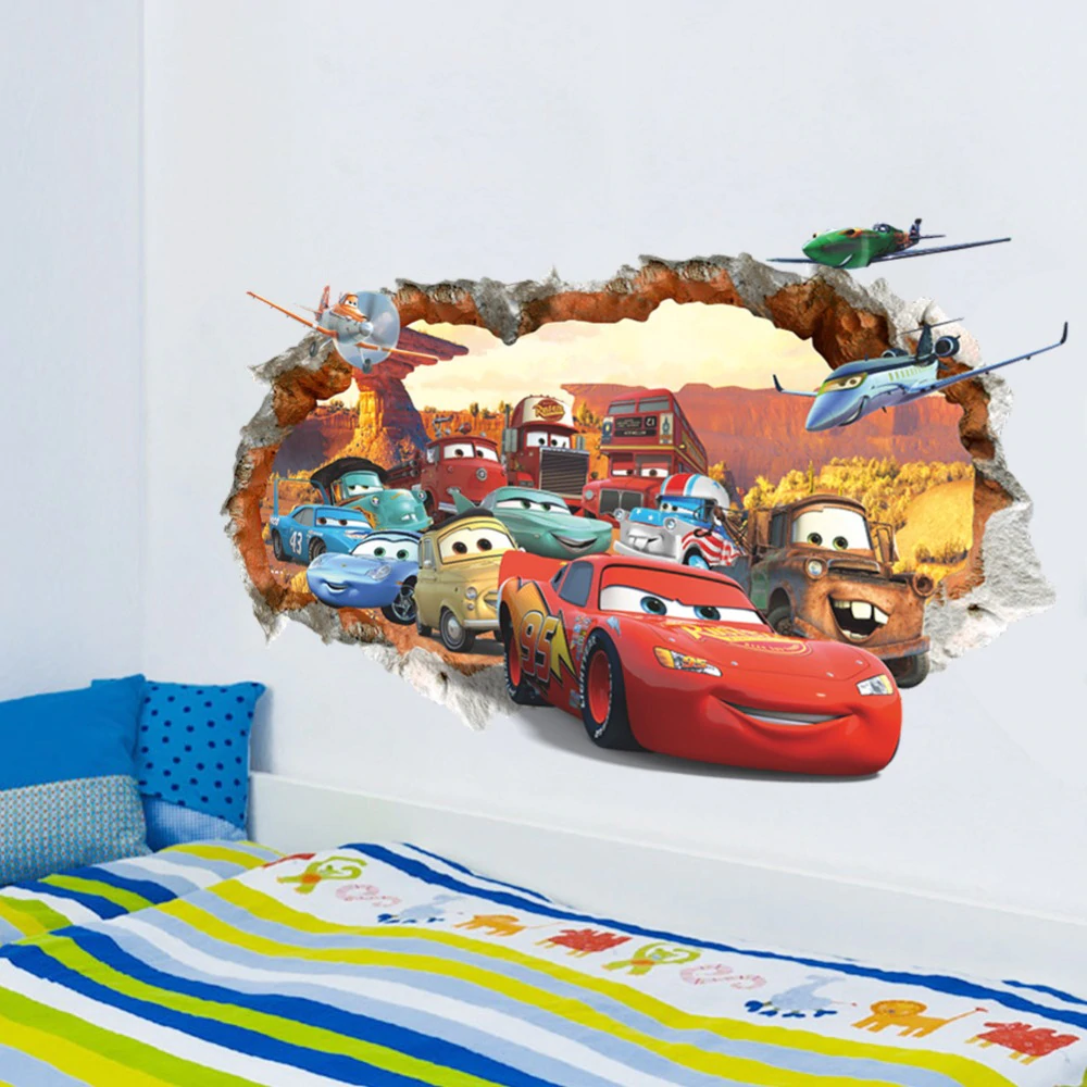 3D Broken Wall Decor Decals For Boys Bedroom Self Adhesive Kids Room Wallpaper Cartoom Cars Poster Mural McQueen Wall Stickers-in Wall Stickers from Home & Garden on Aliexpress.com | Alibaba Group