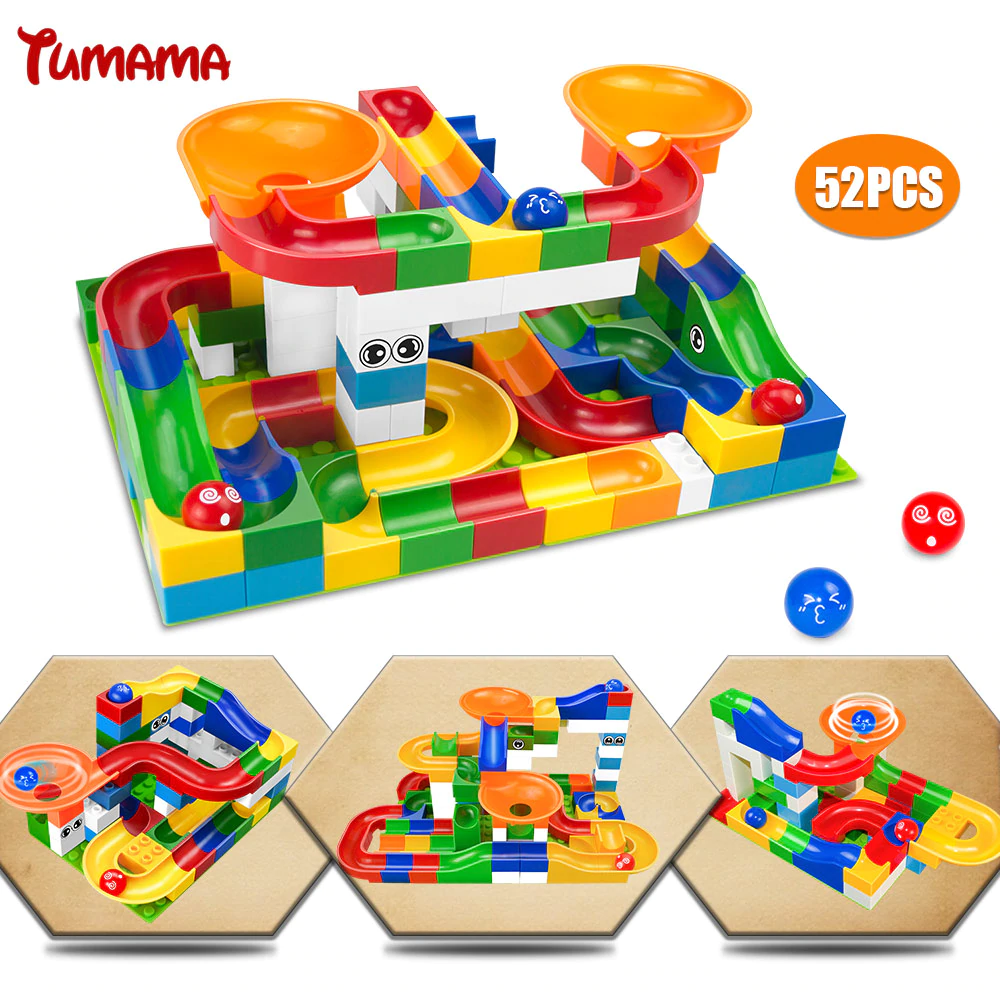 52Pcs Construction Marble Race Run Maze Balls Track Building Blocks Big Size Educational Bricks Compatible with Legoed Duploed-in Blocks from Toys & Hobbies on Aliexpress.com | Alibaba Group