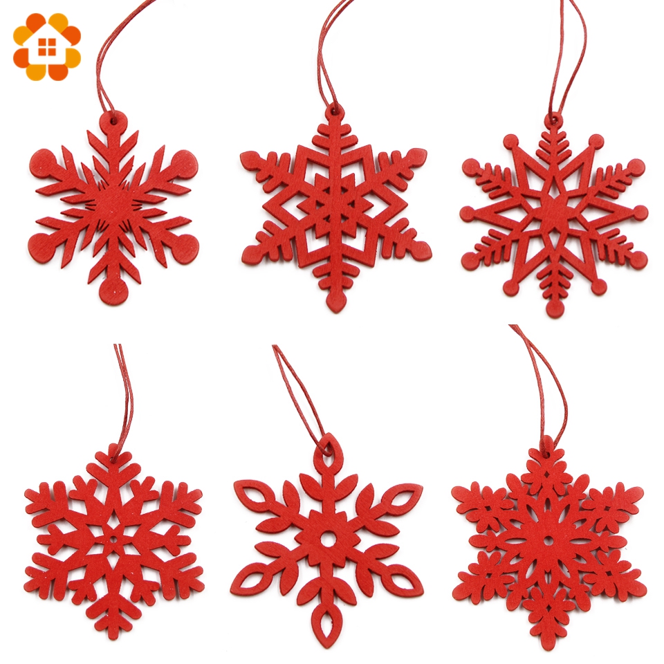 6PCS DIY White&Red Snowflakes Christmas Wooden Pendants Ornaments For Xmas Tree Ornaments Christmas Party Decorations Kids Gift-in Pendant & Drop Ornaments from Home & Garden on Aliexpress.com | Alibaba Group