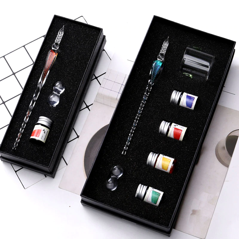 Crystal Glass Dip Pen Signature Pen Fountain Pens Bussiness Offices School Stationery Gift Set Pen + Ink Set-in Fountain Pens from Office & School Supplies on Aliexpress.com | Alibaba Group