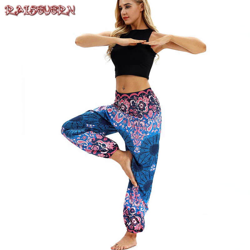 RAISEVERN Summer Beach Bohemian Pants Women High Waist Harem Pants Plus Size Vintage Loose Print Bloomers Floral Trousers Women-in Pants & Capris from Women's Clothing & Accessories on Aliexpress.com | Alibaba Group
