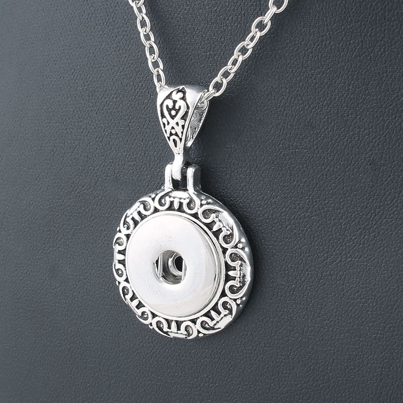 US $0.8 11% OFF|Vintage round 18mm metal xinnver snap necklace & pendant Sterling jewelry with Bead chain statement woman DIY jewelry ZG037-in Pendant Necklaces from Jewelry & Accessories on Aliexpress.com | Alibaba Group