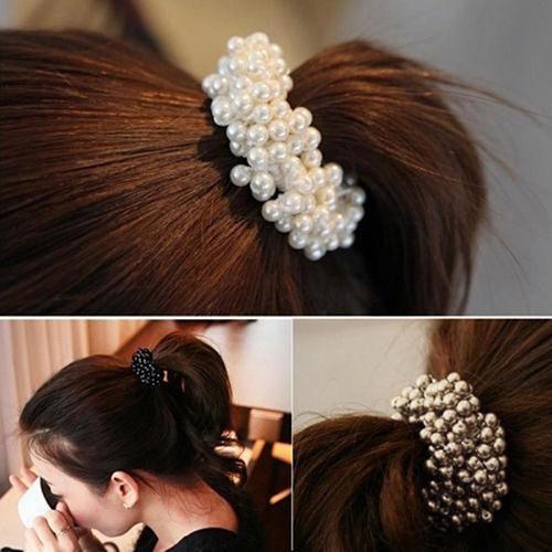 US $0.84 32% OFF|New Fashion Hair Accessories Women Ladies Girls Faux Pearls Beads Hairband Rope Scrunchie Ponytail Holder Hair Styling Tool -in Braiders from Beauty & Health on Aliexpress.com | Alibaba Group