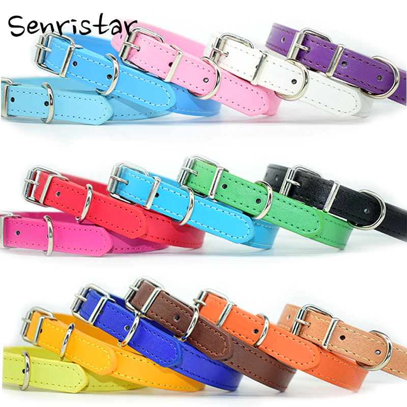 US $1.91 31% OFF|PU Leather Solid Soft Colorful Pet Dog Collar For Small Medium Large Dogs Neck Strap Adjustable Safe Puppy Kitten Cats Collar-in Collars from Home & Garden on Aliexpress.com | Alibaba Group