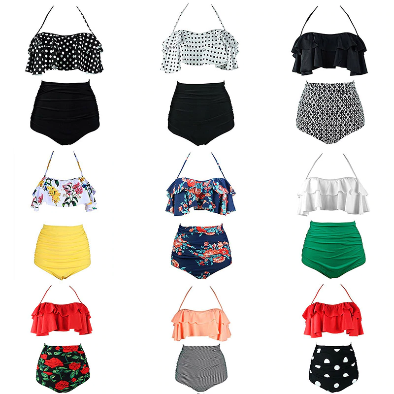 US $10.78 46% OFF|2019 New Bikinis Women Swimsuit High Waist Bathing Suit Plus Size Swimwear Push Up Bikini Set Vintage Beach Wear Biquini-in Bikinis Set from Sports & Entertainment on Aliexpress.com | Alibaba Group
