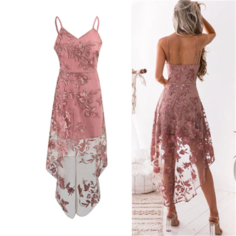 US $13.77 |Elegant Vintage Bohemian Beach Strapless Top Dresses Casual Flower Embroidery Dress V Neck Elegant Pink Lace Dress Women Party-in Dresses from Women's Clothing on Aliexpress.com | Alibaba Group
