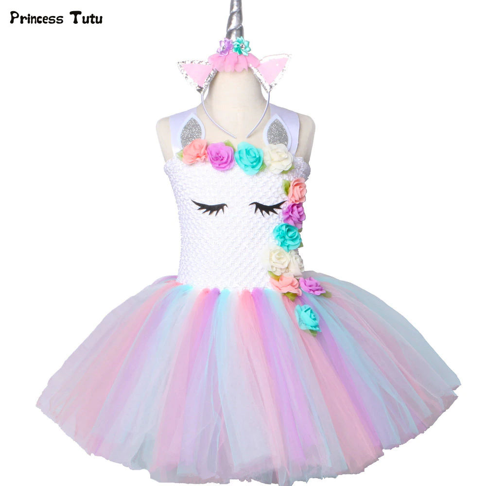 US $16.12 45% OFF|Flower Girls Unicorn Tutu Dress Pastel Rainbow Princess Girls Birthday Party Dress Children Kids Halloween Unicorn Costume 1 14Y-in Dresses from Mother & Kids on Aliexpress.com | Alibaba Group