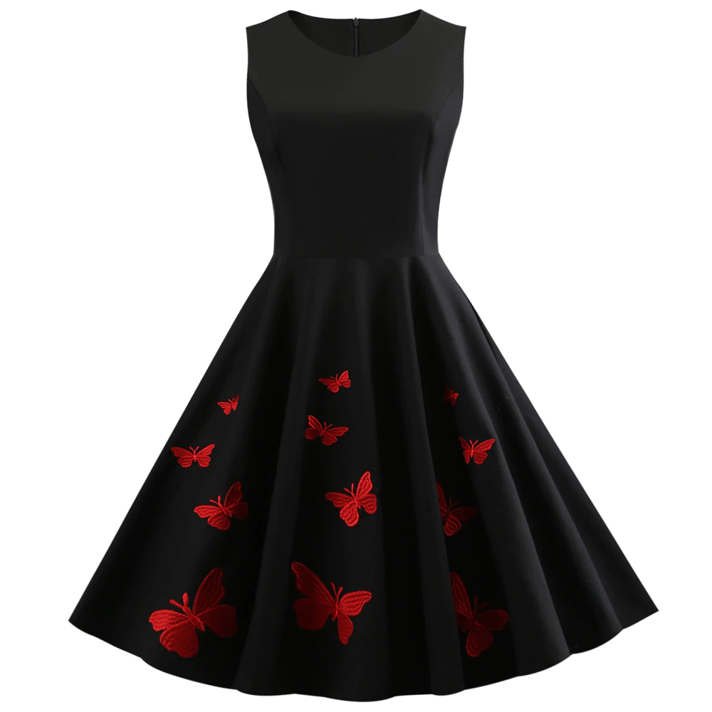US $16.99 49% OFF|Wipalo V Neck Butterfly Embroidery Sleeveless Corset Retro Swing A Line Party Dress Plus Size 5XL Hepburn Vintage Women Dress-in Dresses from Women's Clothing on Aliexpress.com | Alibaba Group