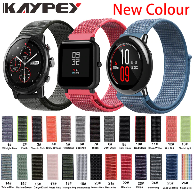 US $2.98 20% OFF|22mm 20mm Nylon Band For Xiaomi Huami Amazfit Bip Pace Stratos 2/2s Strap Wrist Nylon Loop Velcro Strap Smart Watch Accessories-in Smart Accessories from Consumer Electronics on Aliexpress.com | Alibaba Group