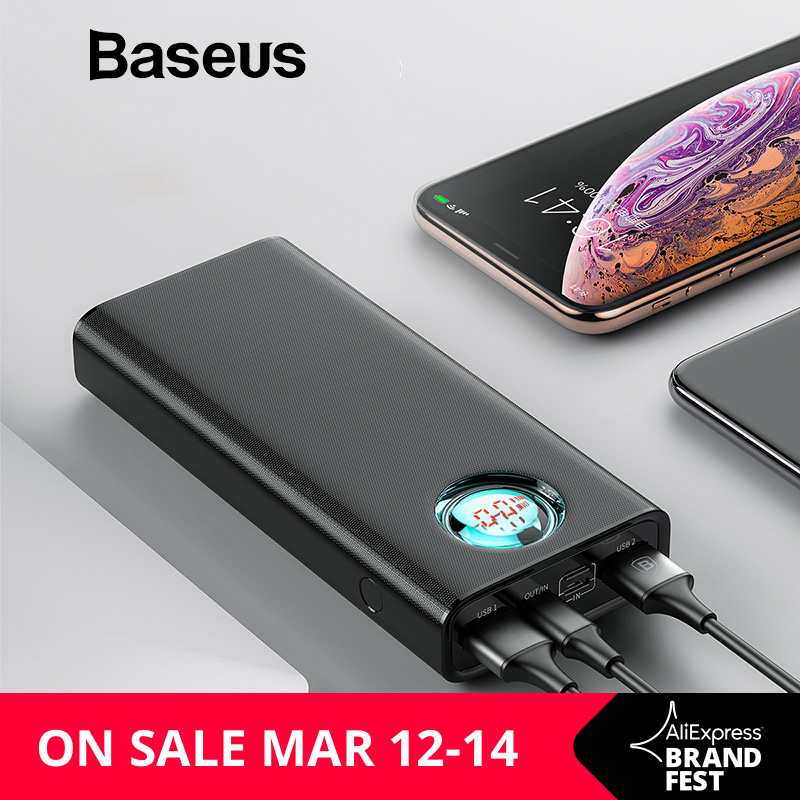 US $22.93 38% OFF|Baseus 20000mAh Power Bank For iPhone Samsung Huawei Type C PD Fast Charging + Quick Charge 3.0 USB Powerbank External Battery-in Power Bank from Cellphones & Telecommunications on Aliexpress.com | Alibaba Group
