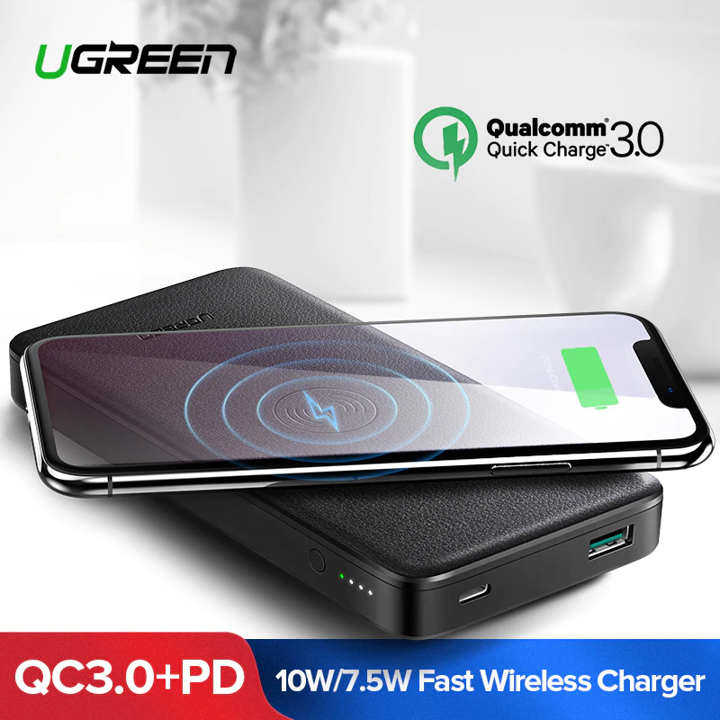 US $22.99 30% OFF|Ugreen 10000mAh Qi Wireless Charger Power Bank 18W USB PD Powerbank For iPhone X 8 Macbook Samsung S9 External Battery Poverbank-in Power Bank from Cellphones & Telecommunications on Aliexpress.com | Alibaba Group