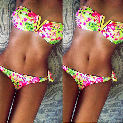 US $3.56 48% OFF|Women Summer Bikini Sets Bandage Push Up Padded Bikini 2019 Floral Print Deep V Bright Color Swimsuit Bathing Suit Swimwear-in Bikinis Set from Sports & Entertainment on Aliexpress.com | Alibaba Group