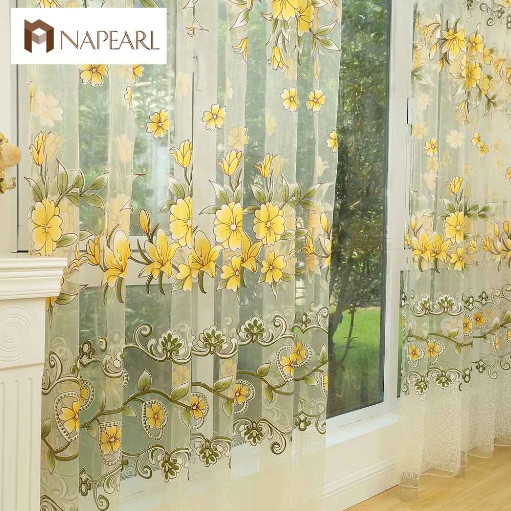 US $4.42 31% OFF|NAPEARL Fashion design modern transparent tulle curtains window treatments living room children bedroom colorful yellow sheer-in Curtains from Home & Garden on Aliexpress.com | Alibaba Group