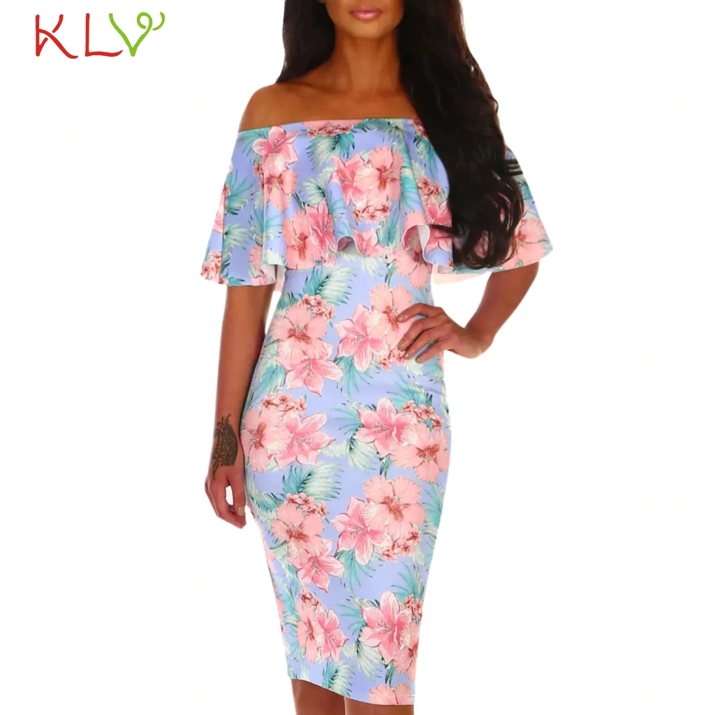 US $5.87 42% OFF|Bodycon Dress Women Elegant Sexy Ruffles Off Shoulder Dress Ladies For Evening Party Robe Femme Hiver Plus Size 2019 19Feb12-in Dresses from Women's Clothing on Aliexpress.com | Alibaba Group