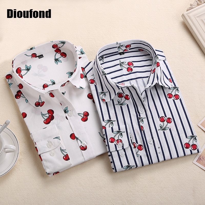 US $6.99 31% OFF|Dioufond New Floral Long Sleeve Vintage Blouse Cherry Turn Down Collar Shirt Blusas Feminino Ladies Blouses Womens Tops Fashion-in Blouses & Shirts from Women's Clothing on Aliexpress.com | Alibaba Group