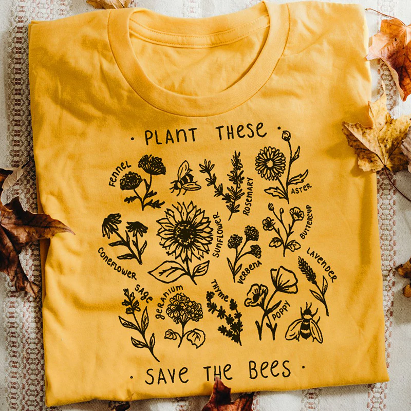 US $8.5 30% OFF|Plant These Harajuku Tshirt Women Causal Save The Bees T shirt Cotton Wildflower Graphic Tees Woman Unisex Clothes Drop Shipping-in T-Shirts from Women's Clothing on Aliexpress.com | Alibaba Group