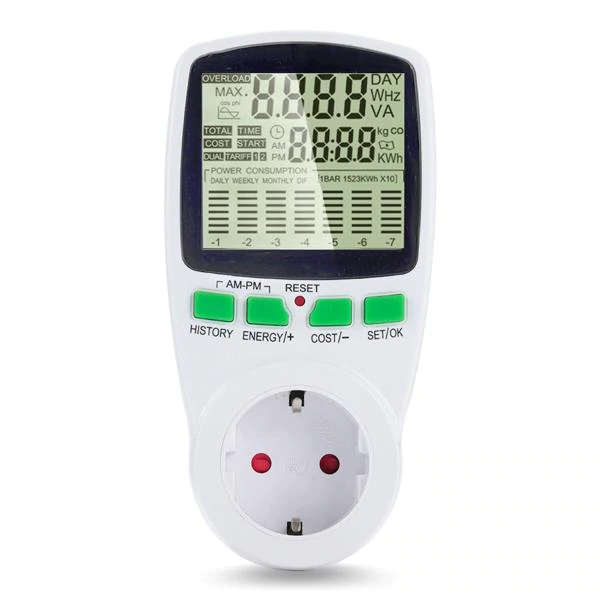 US $9.54 35%OFF | Intelligent AC Power Meter Wattmeter Billing Socket Energy Meter KWh Voltage Current Frequency Electricity Monitor EU/US/UK Plug