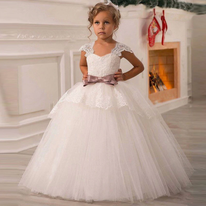 US $9.88 25% OFF|White Flower Girls Dresses For Wedding Tulle Lace Long Girl Dress Party Christmas Dress Children Princess Costume For Kids 12T-in Dresses from Mother & Kids on Aliexpress.com | Alibaba Group