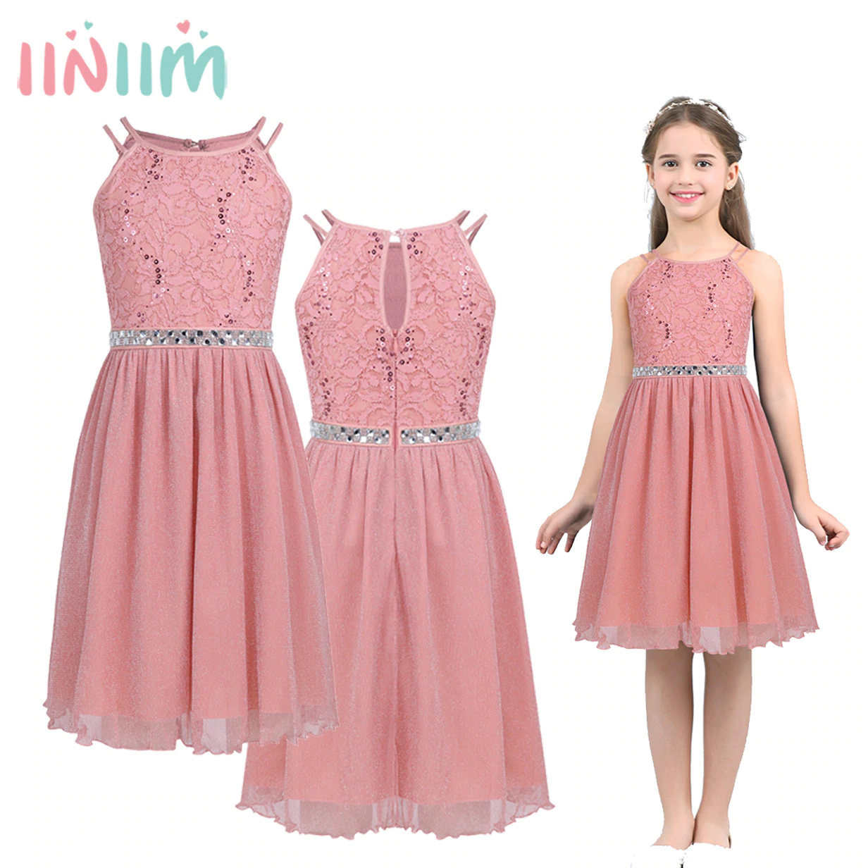 iiniim Teen Girls Sleeveless Sequined Floral Lace Shiny Dress Vestido de festa for Weeding Formal Birthday Party Summer Dresses-in Dresses from Mother & Kids on Aliexpress.com | Alibaba Group