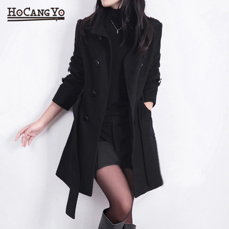 HCYO Women Long Coat and Jacket Autumn Winter Elegant Women Wool Coats Long Jackets Korean Version Slim Trench Coat with Straps-in Wool & Blends from Women's Clothing & Accessories on Aliexpress.com | Alibaba Group